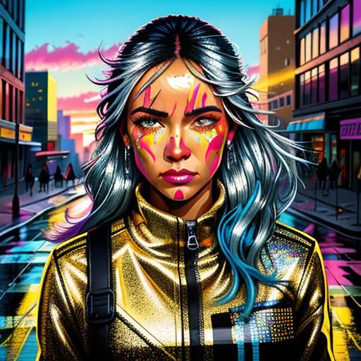 Pop Art: Crying Woman at Sunrise