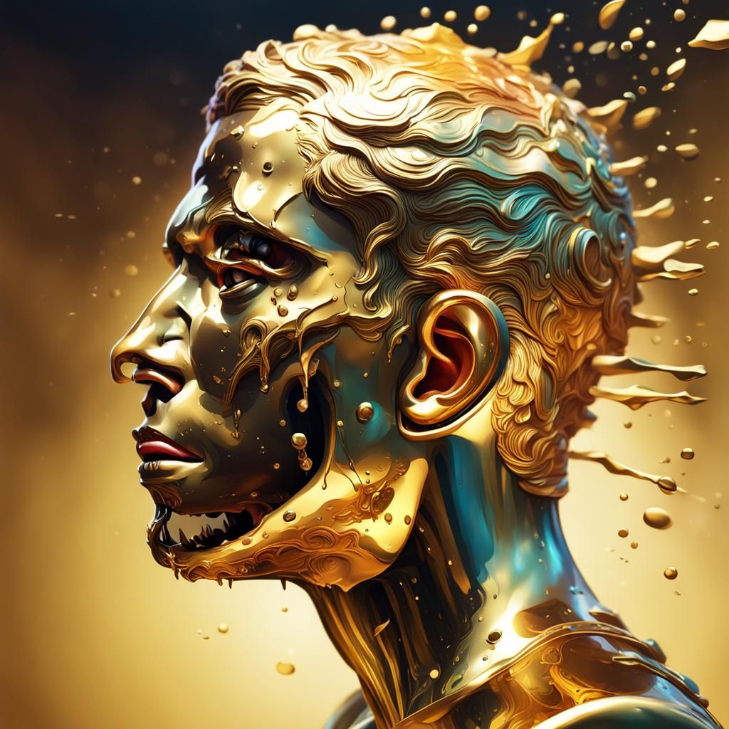Golden Microphone in Hyperrealistic Splash Art