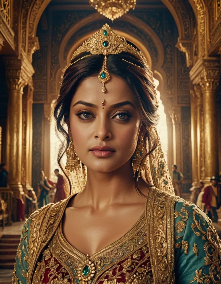Aishwarya Rai as Queen in Opulent Palace: Digital Matte Pain...