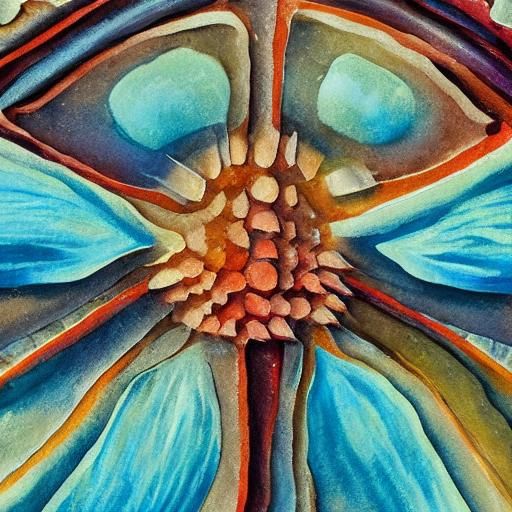 Diatom Close-up in Gouache Impressionist Style