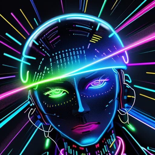 Harnessing Energy: Vibrant Digital Art with Neon Accents