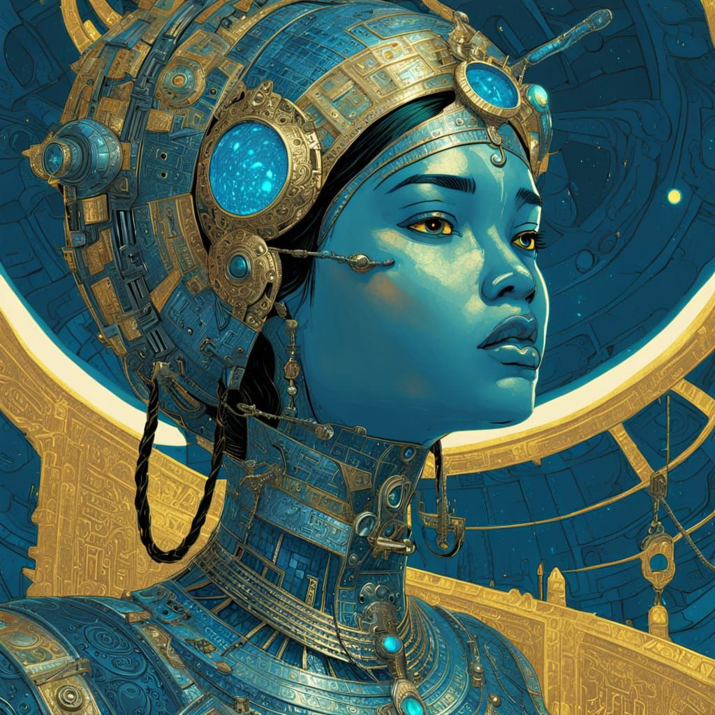 Enslaved Princess in Spaceship: Science Fiction Art