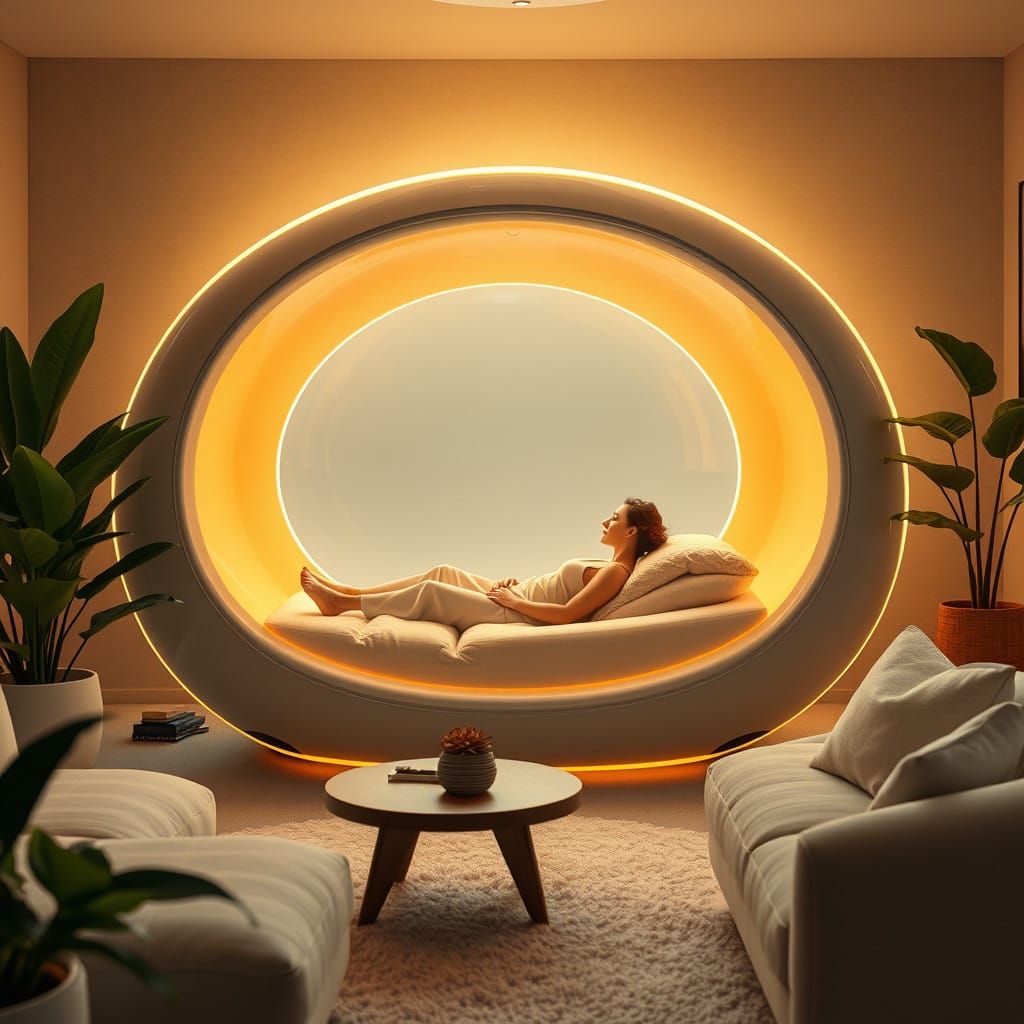Calm Contemplation in a Futuristic Regeneration Pod