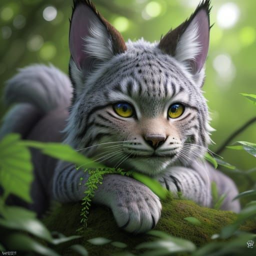 Lynx-Plant Hybrid in Vibrant 3D Anime Art