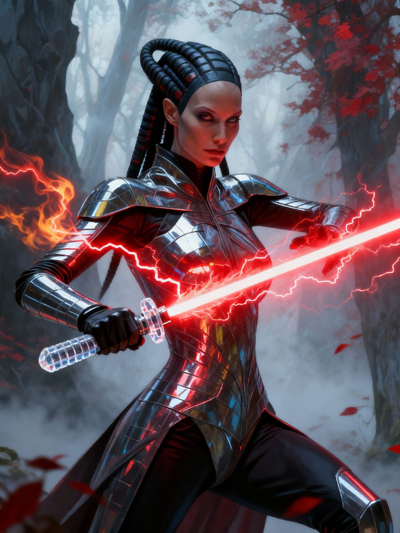 sci-fi illustration of Asajj Ventress as rogue, polycarbonat...