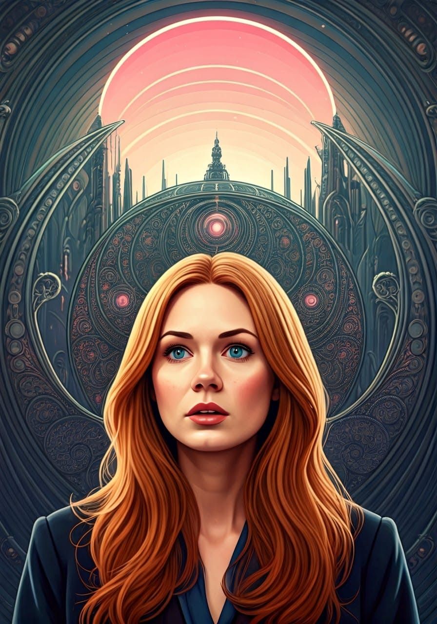 Classic Sci-Fi Illustration of Alien Cityscape