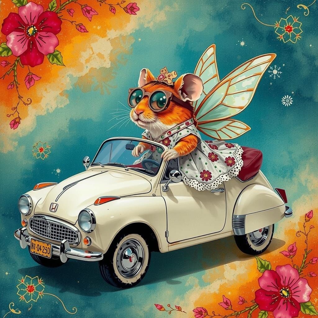 Whimsical Hamster-Faerie Drives Steampunk Honda Cabriolet