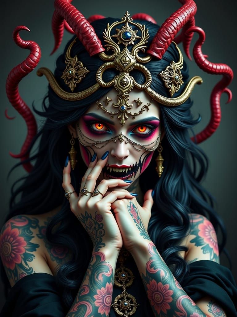 Crazed Medusa in Gothic Horror Style