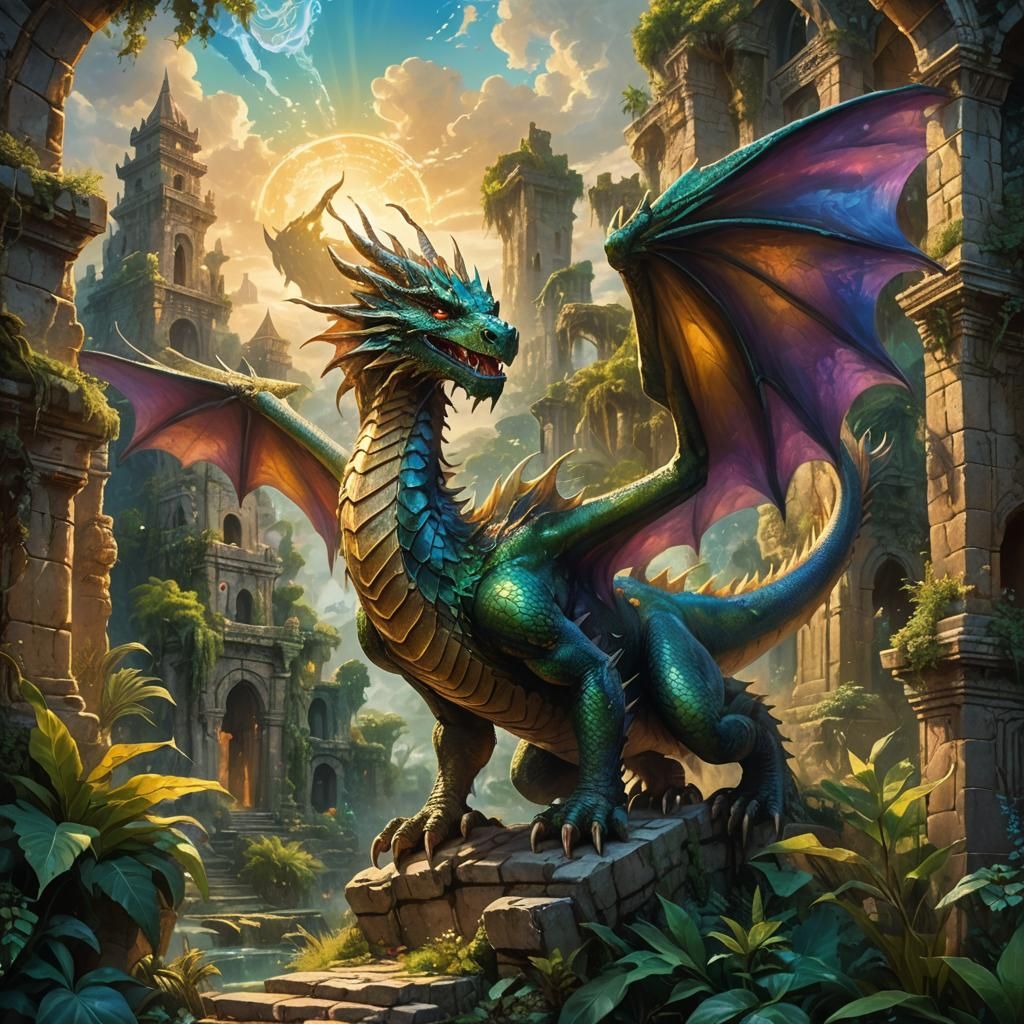 Majestic Dragon Soaring Through Mystical Realm