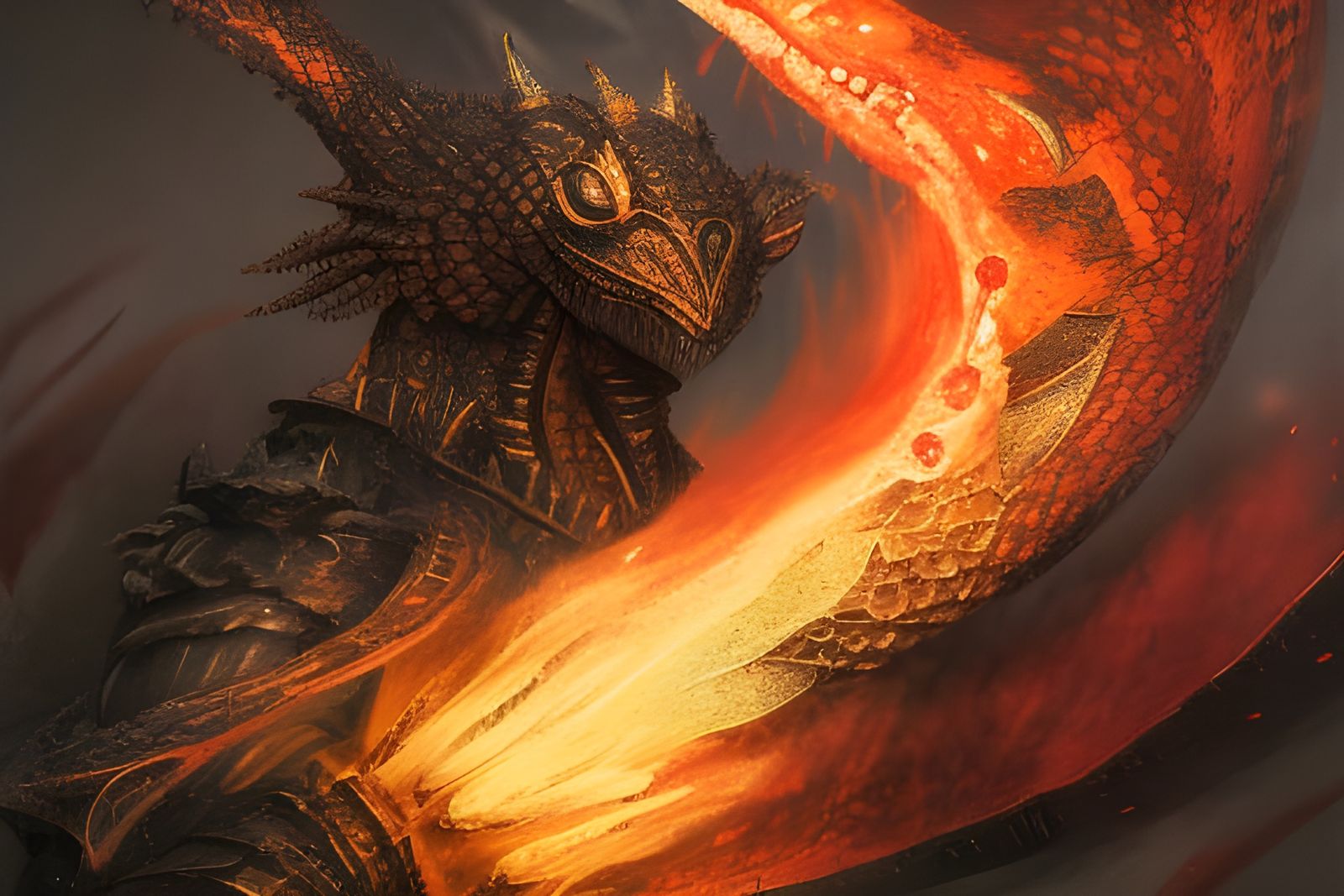 Fiery Draconic Knight in Detailed Splash Art