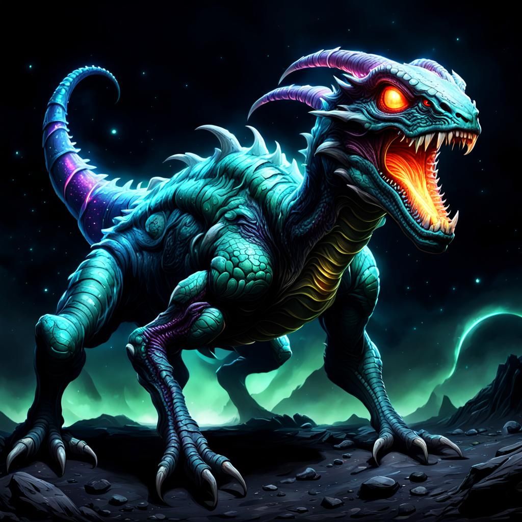 Space Wurm with Glowing Weak Spot: Fantasy Art