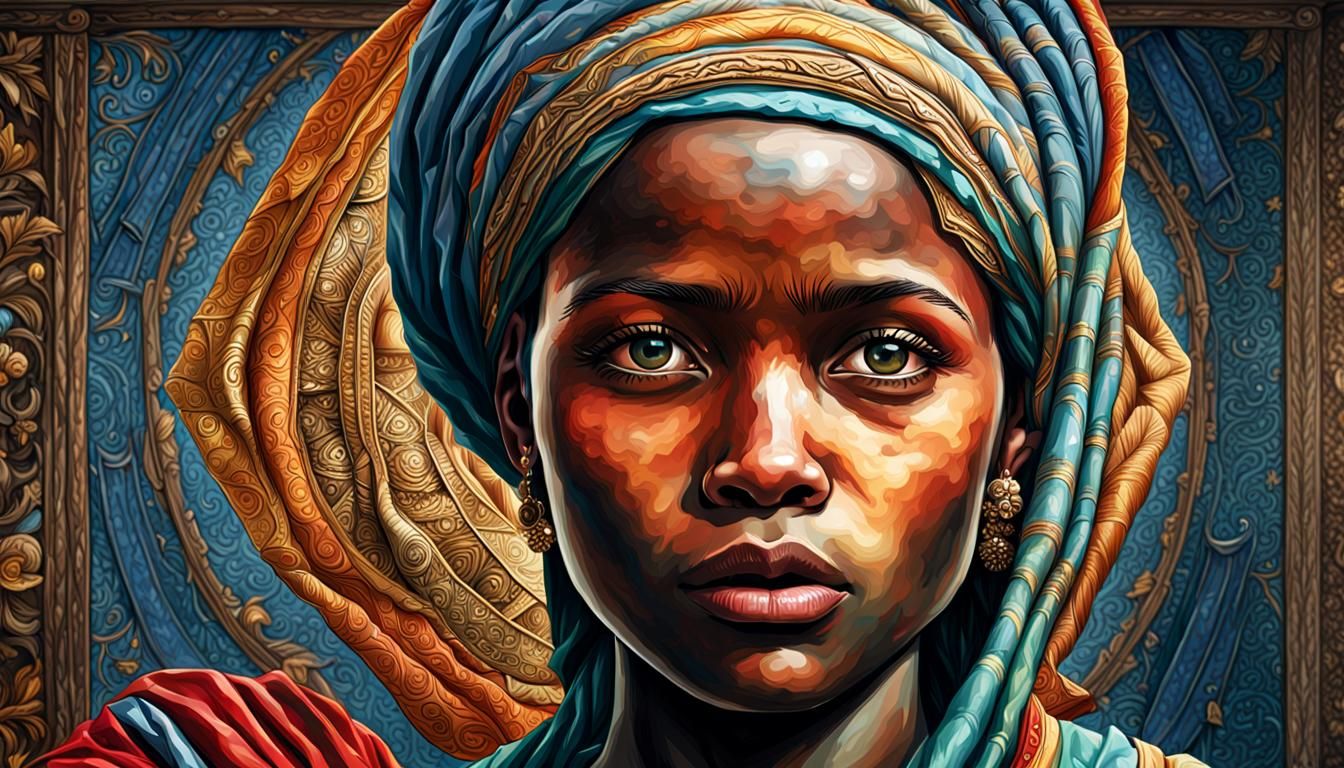 Beautiful Woman in Poverty: Detailed High-Resolution Image