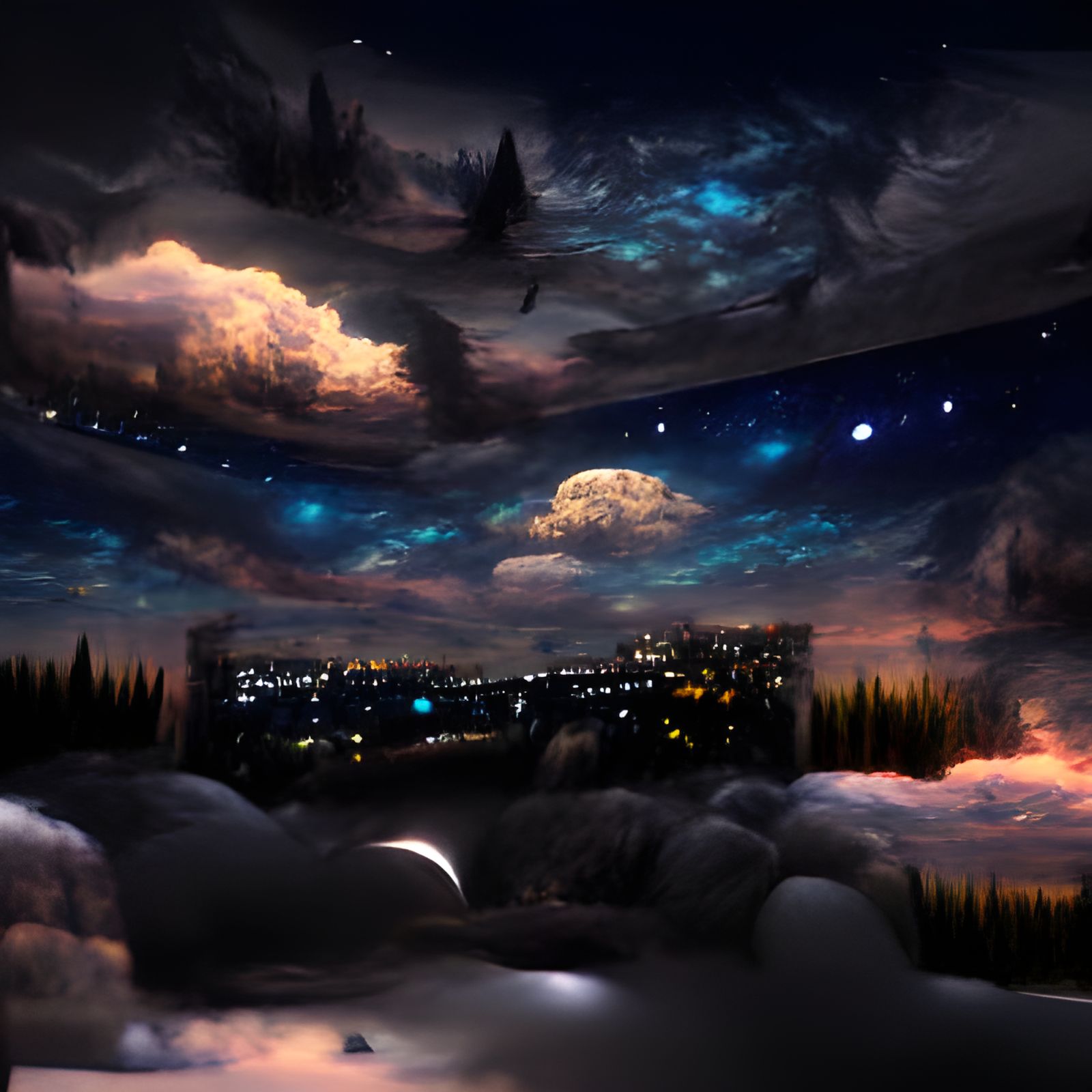 Detailed Matte Painting of a Night Sky