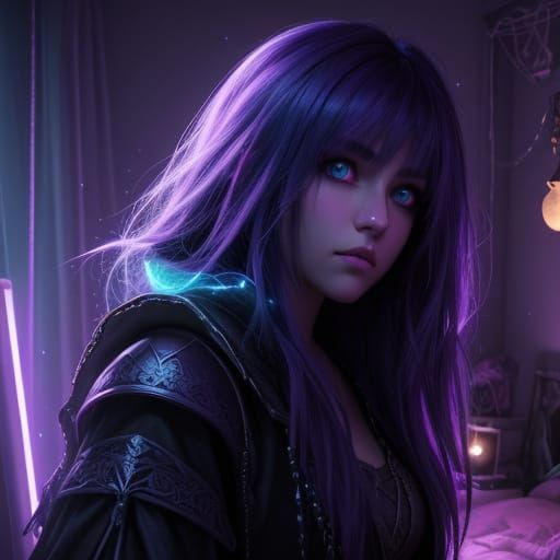 Emo Teen in Bedroom: Fantasy Concept Art