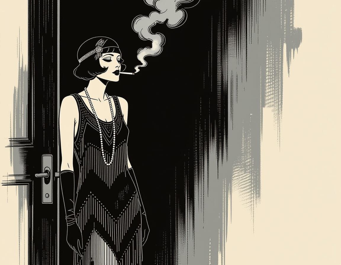 Speakeasy Silhouette in Graphic Novel Style