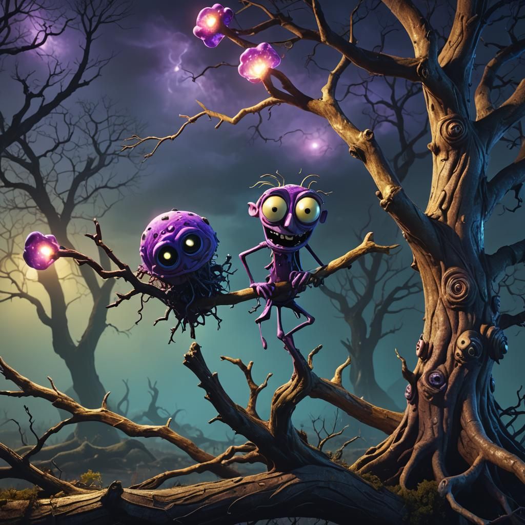 Courage the Cowardly Dog in Fantasy Landscape