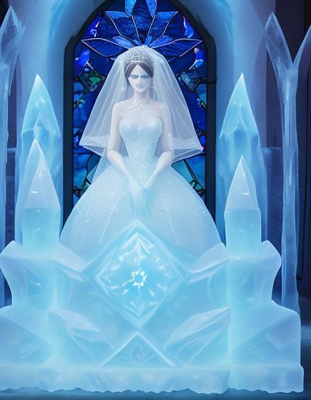 Hyperdetailed Ice Sculpture of a Bride
