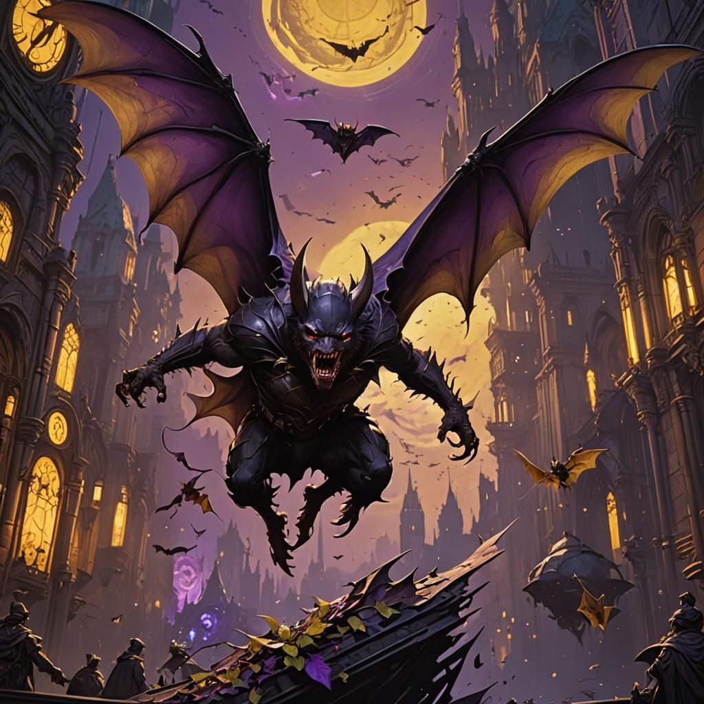 Detailed Man-Bat Dark Fantasy Concept Art