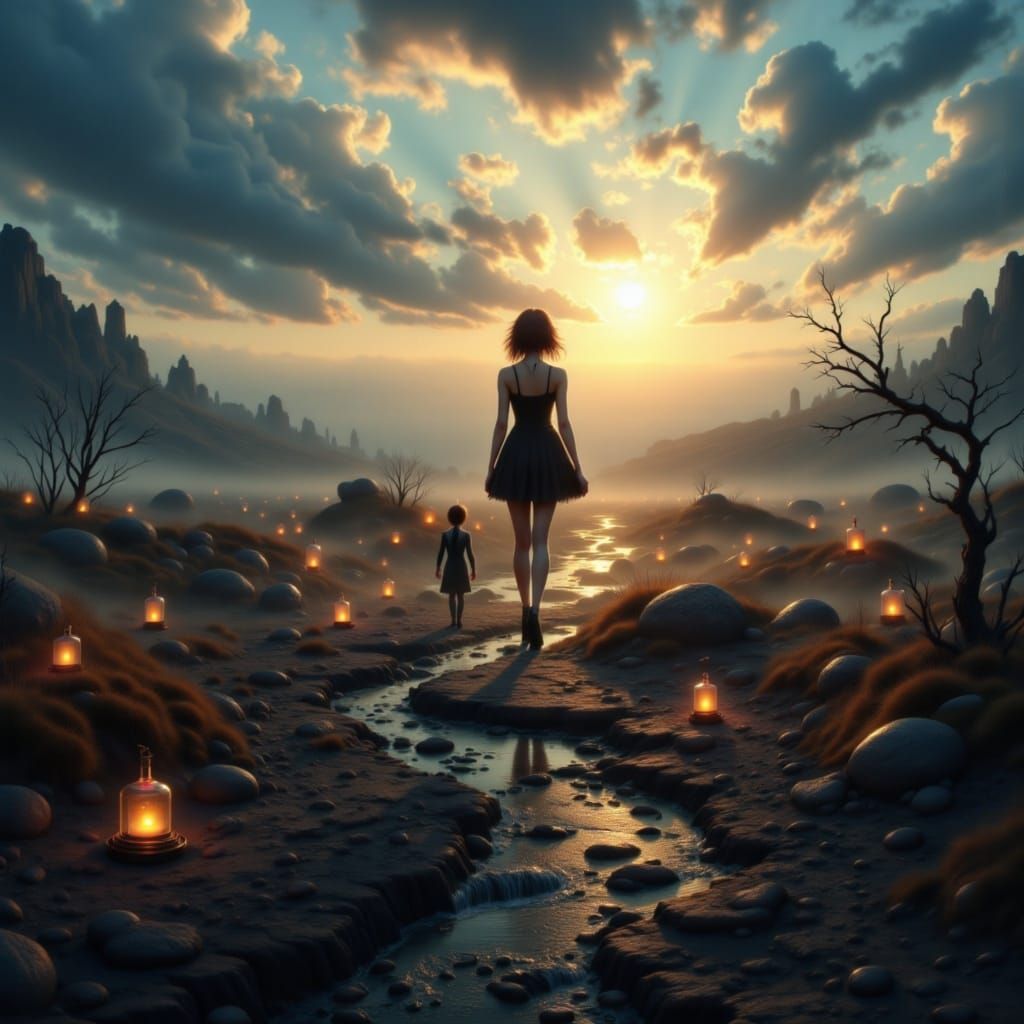 A Lone Figure Finds Solace in a Desolate Landscape