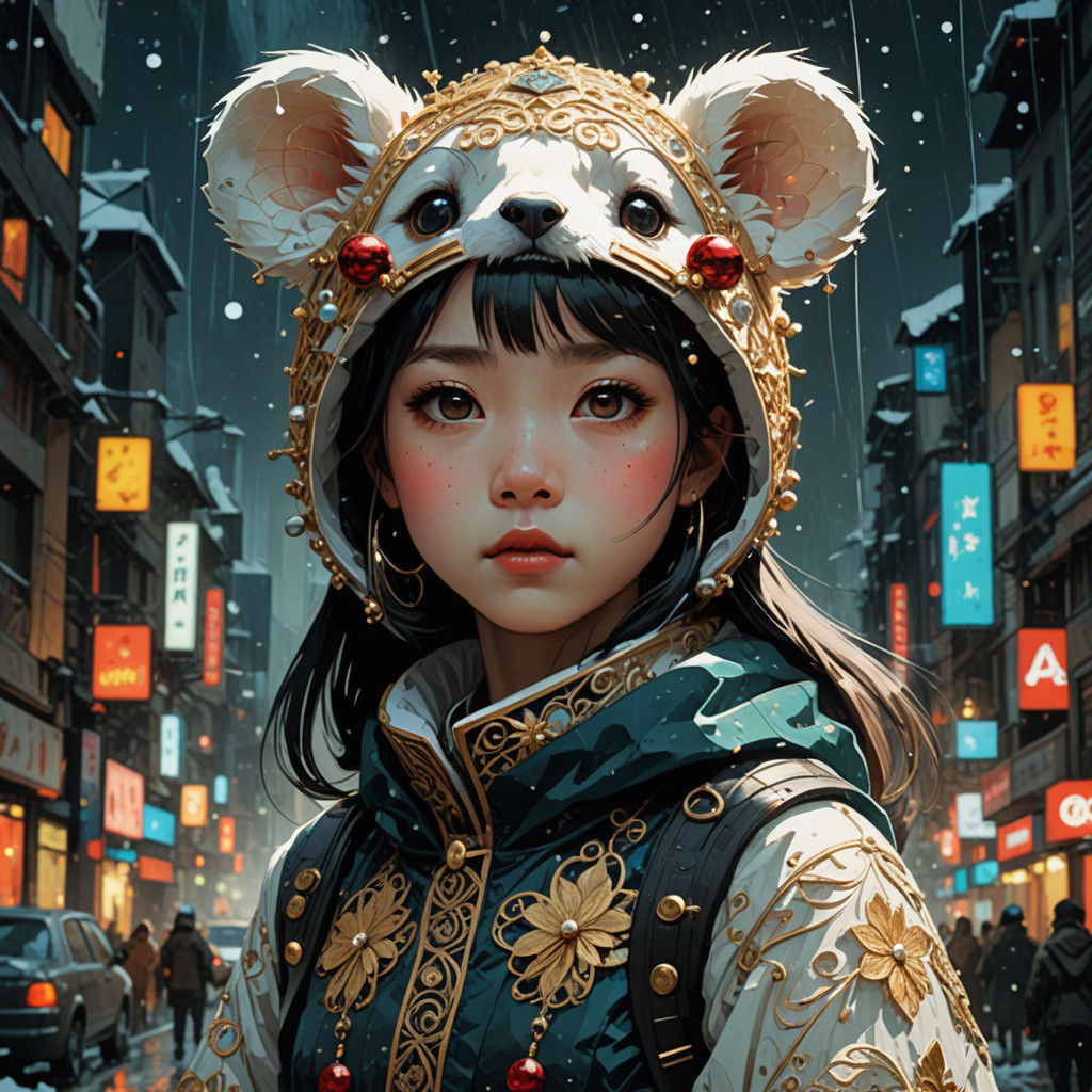 Adorable Christmas Ermine in Santa Hat