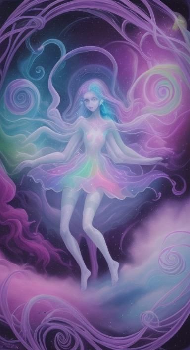 Ethereal Cosmic Void in Gouache Swirls