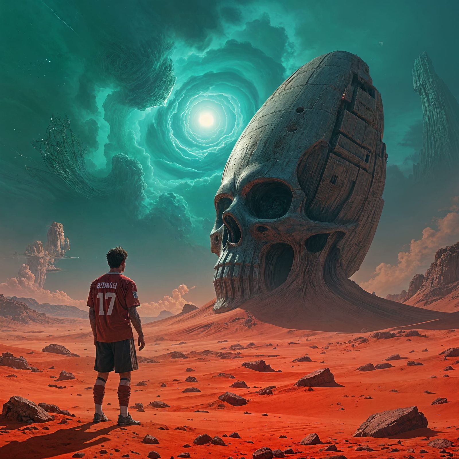 Footballer on Alien Planet With Ancient Artifact