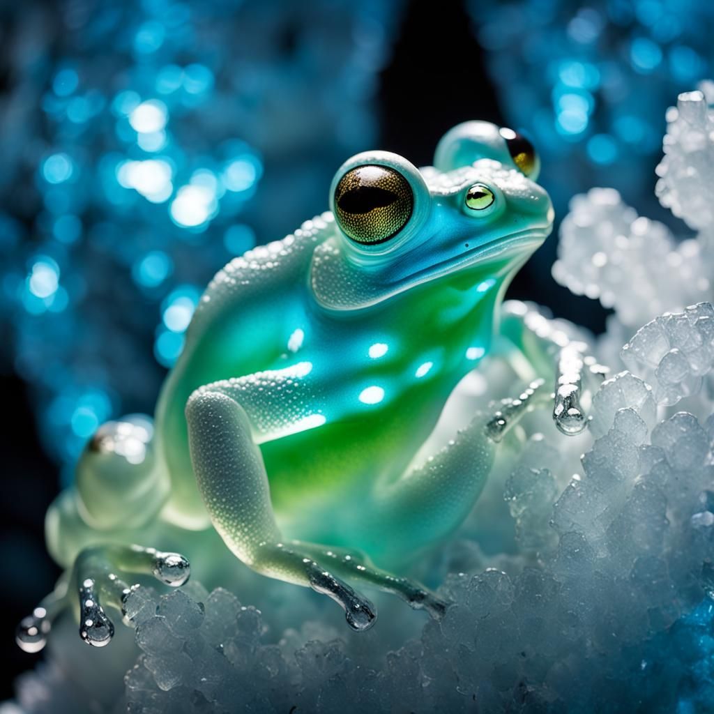 Translucent Ice Dragon Frog Macro Photo