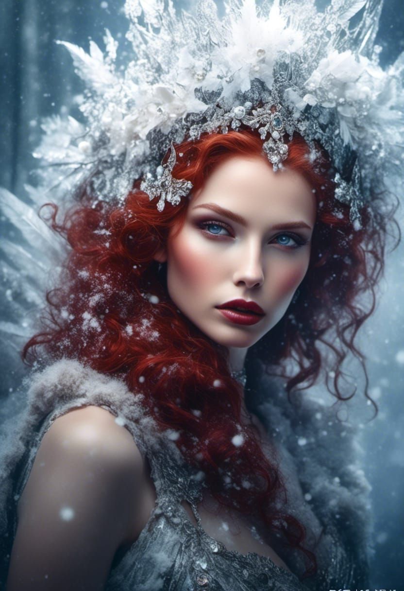 Winter Queen Portrait with Iridescent Fabric