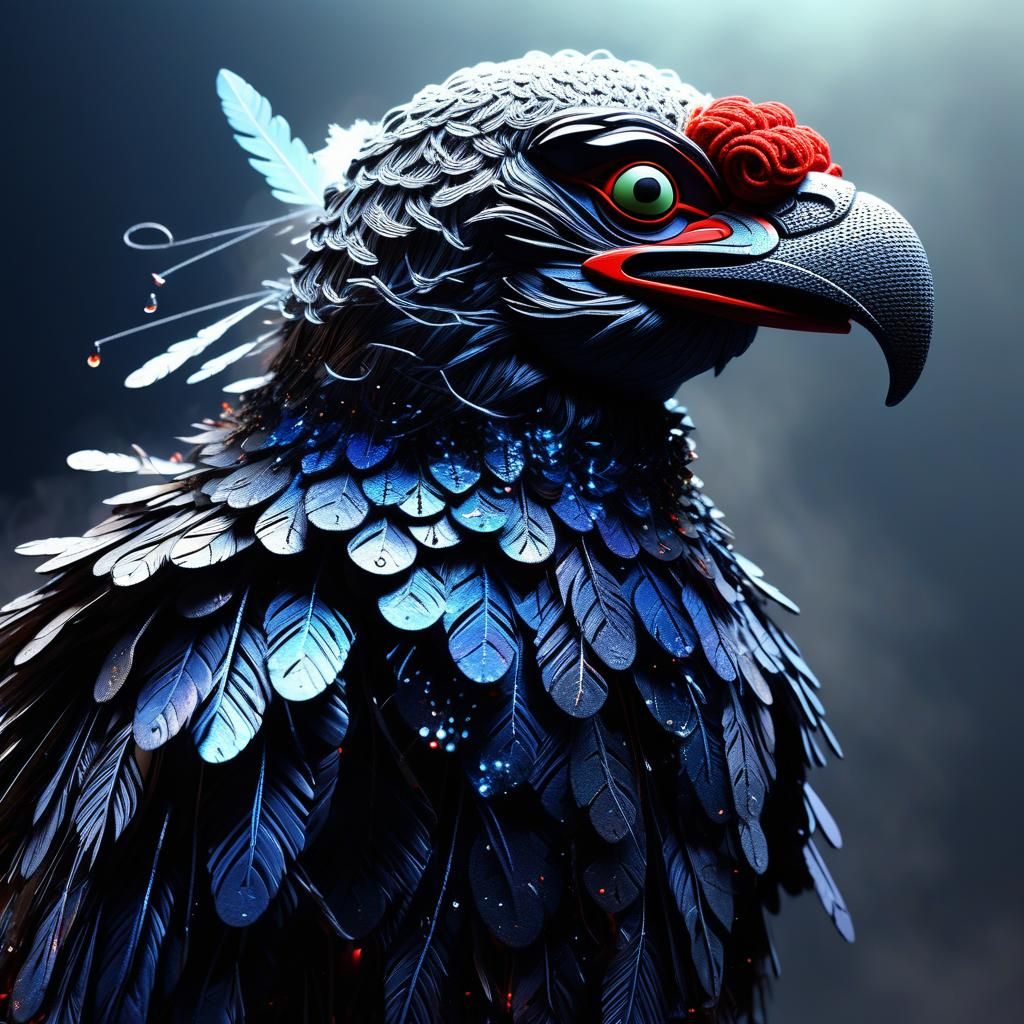 Crocheted Tengu eagle