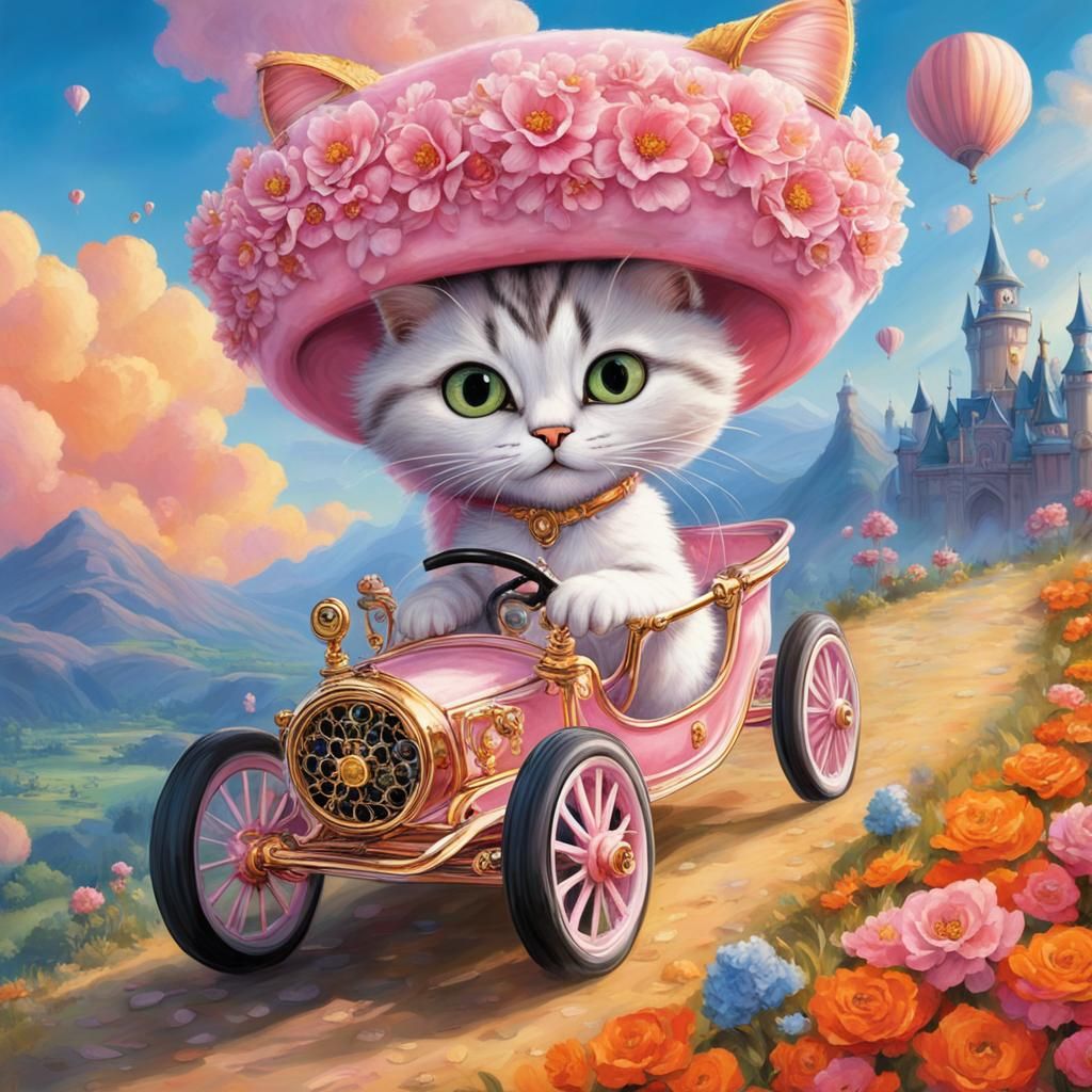 The dawn cracks pink, a trumpet's blare,
Not just for whiskers, but engines that flare.
The Great Kitty Race, a sight so...