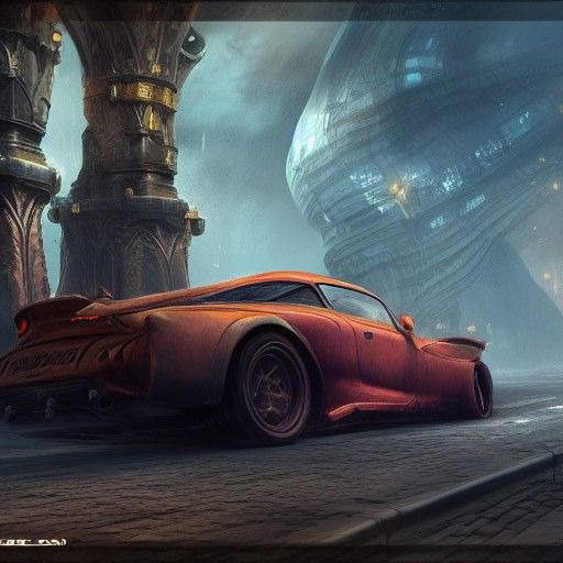 Detailed Matte Painting of Cars in Fantasy Art Style