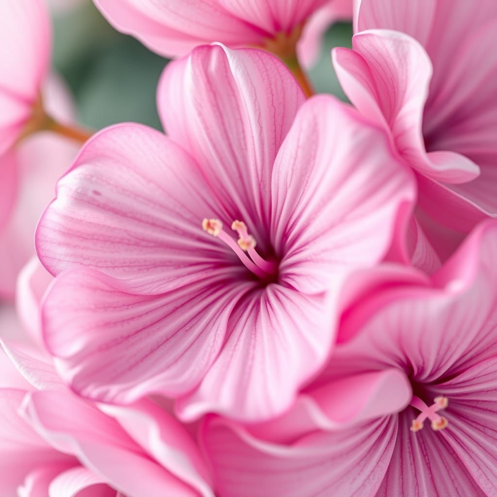 Pink Flowers Digital Art in O'Keeffe Style