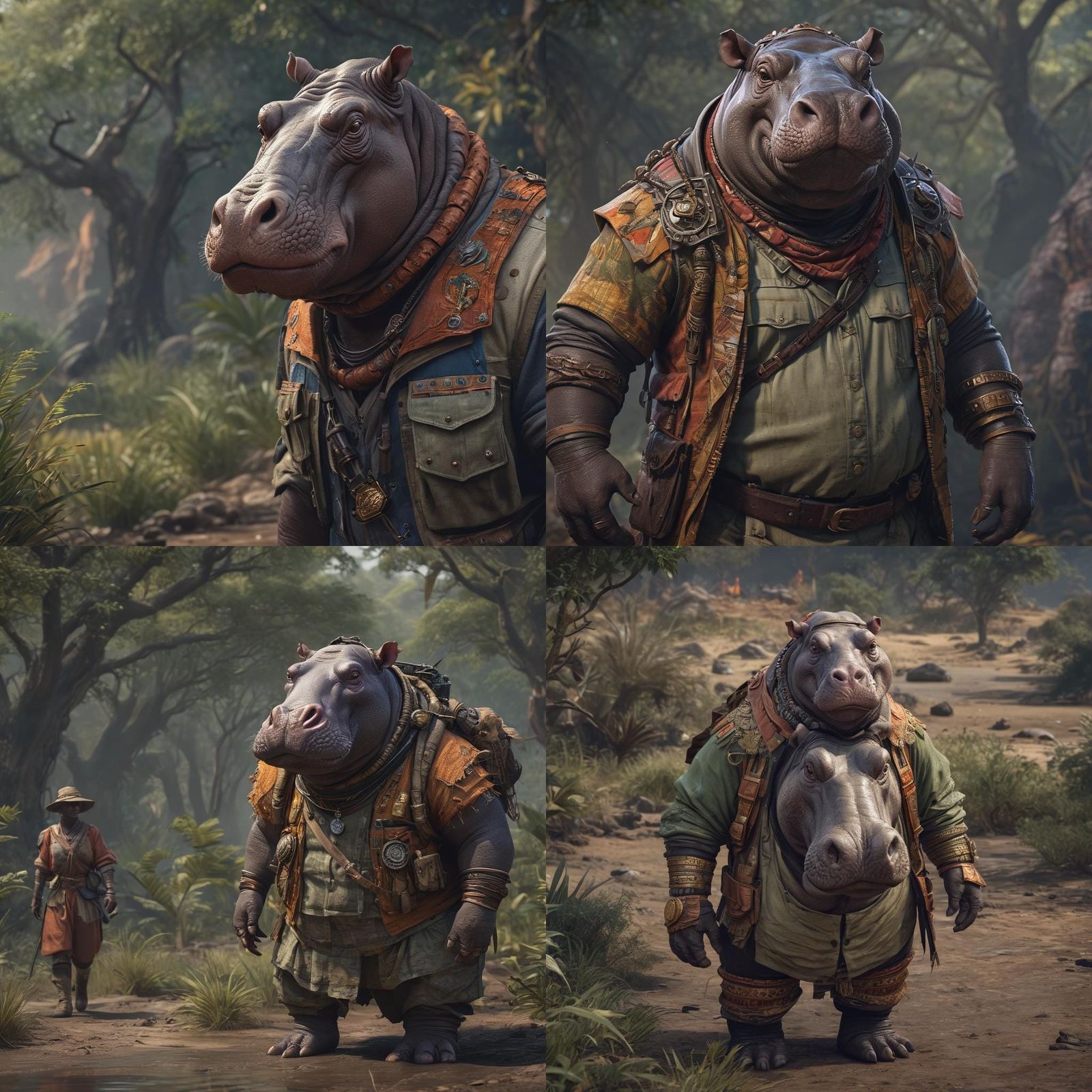 Hippo Safari Character for Dungeons and Dragons