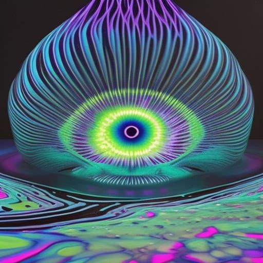Bioluminescent Hands and Eyes in Psychedelic Art