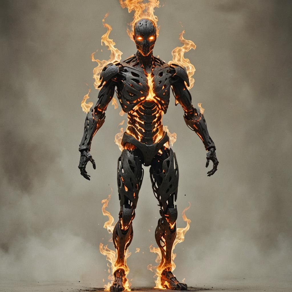 Humanoid Figure Engulfed in Fire