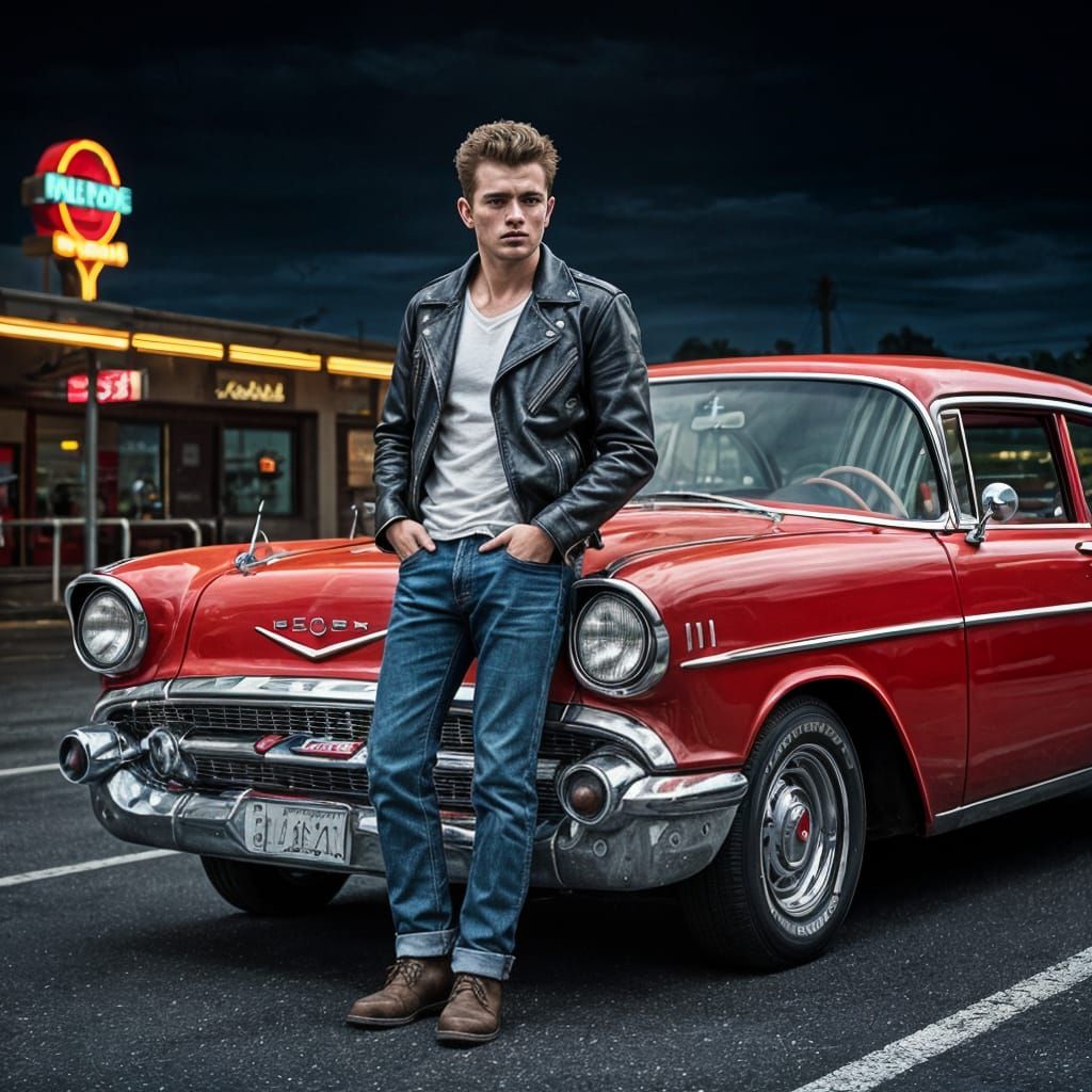 James Dean Style with 1957 Chevrolet Belair