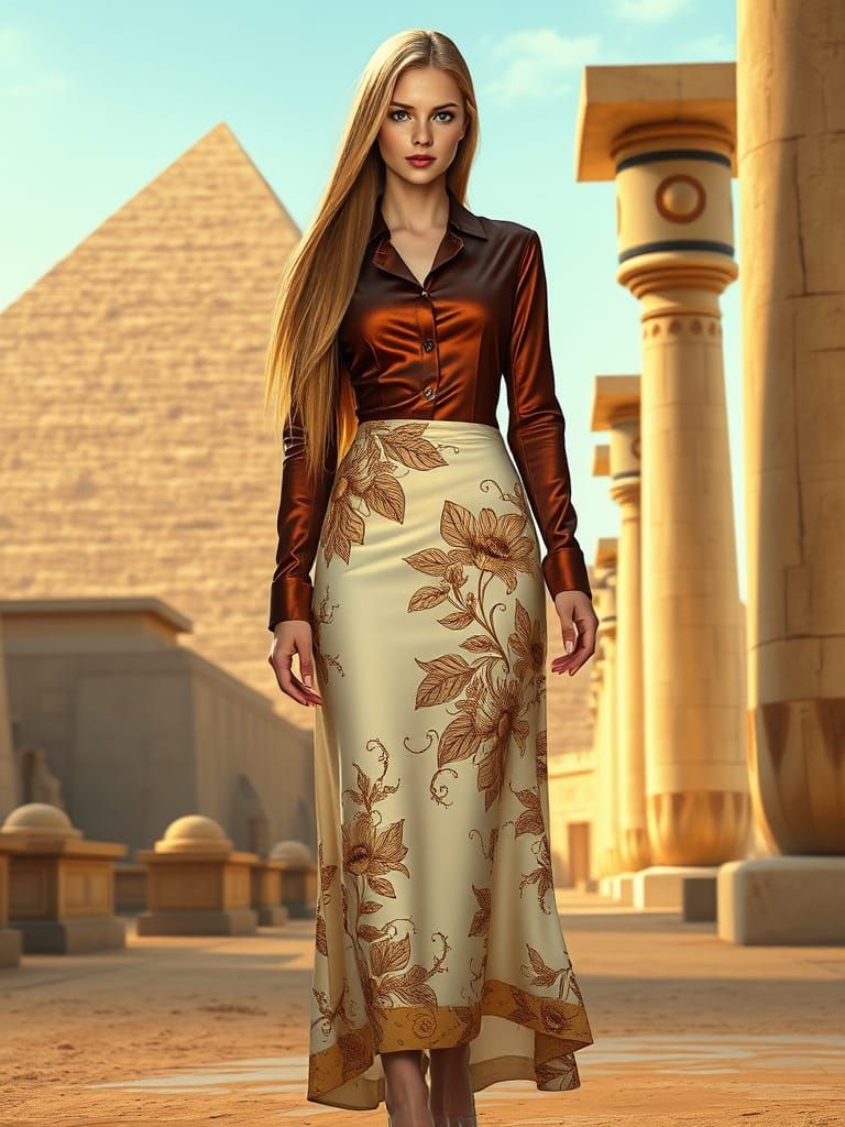 Elegant Woman in Egypt, Art Nouveau Style