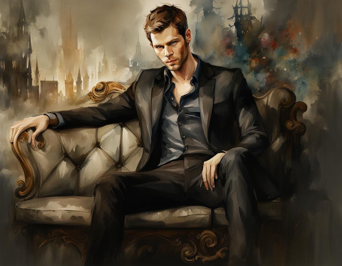 Joseph Morgan as Vampire in New Orleans: Watercolor Portrait