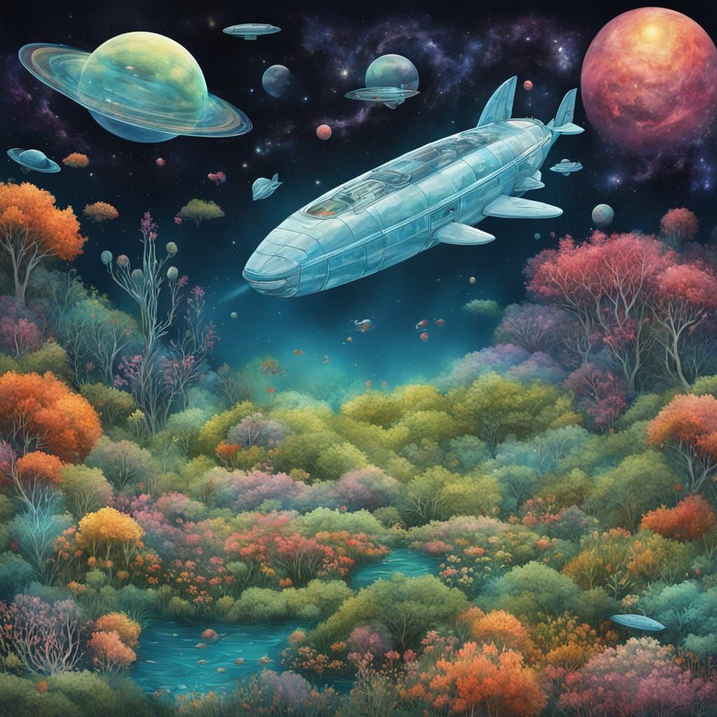 Surreal Cosmic Visitor Emerges from a Mystical Garden