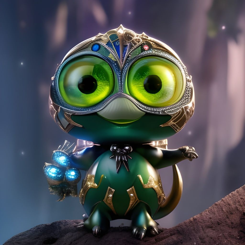 Emerald Alien in Detailed Digital Jungle Art