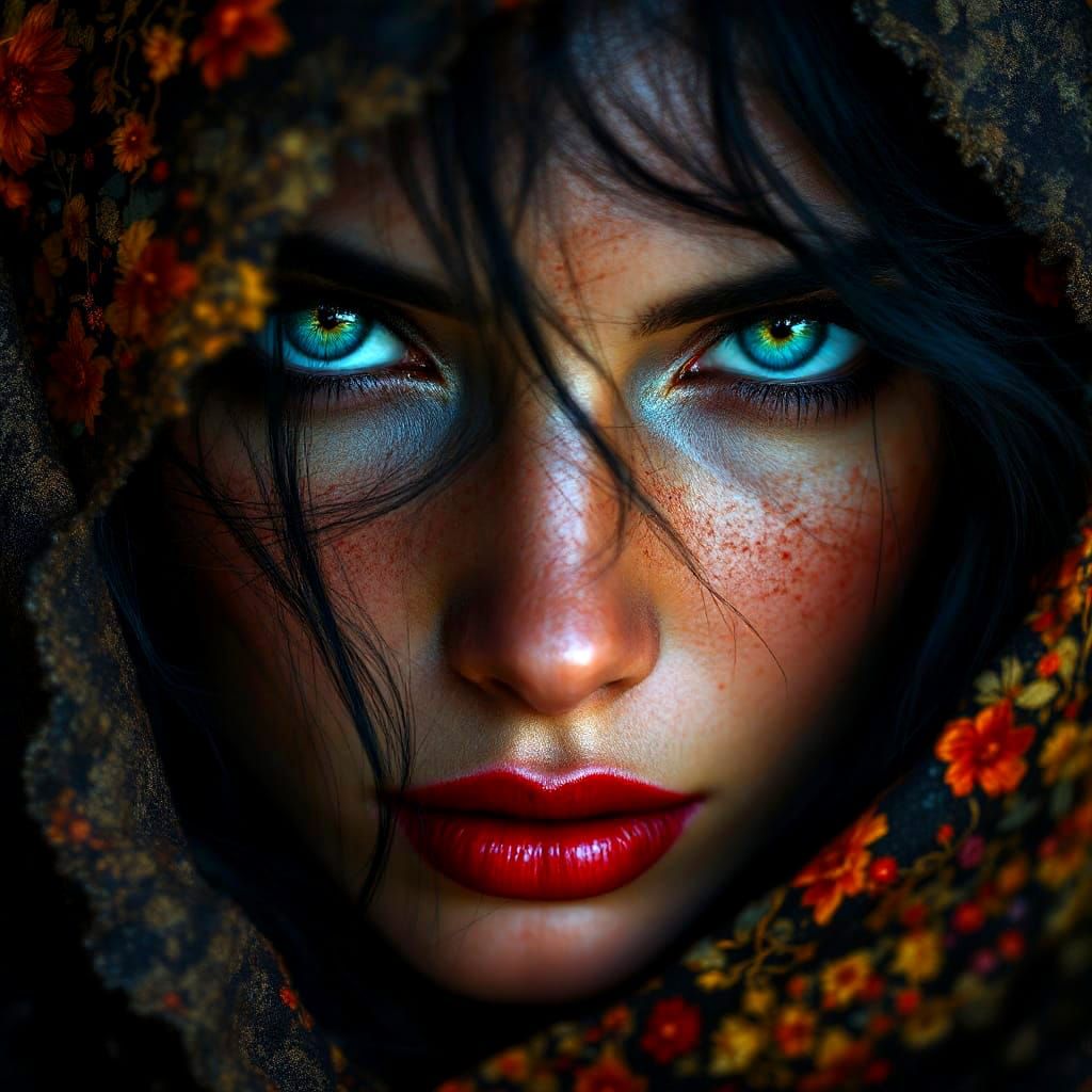 Hyperrealistic Portrait of a Roma Woman