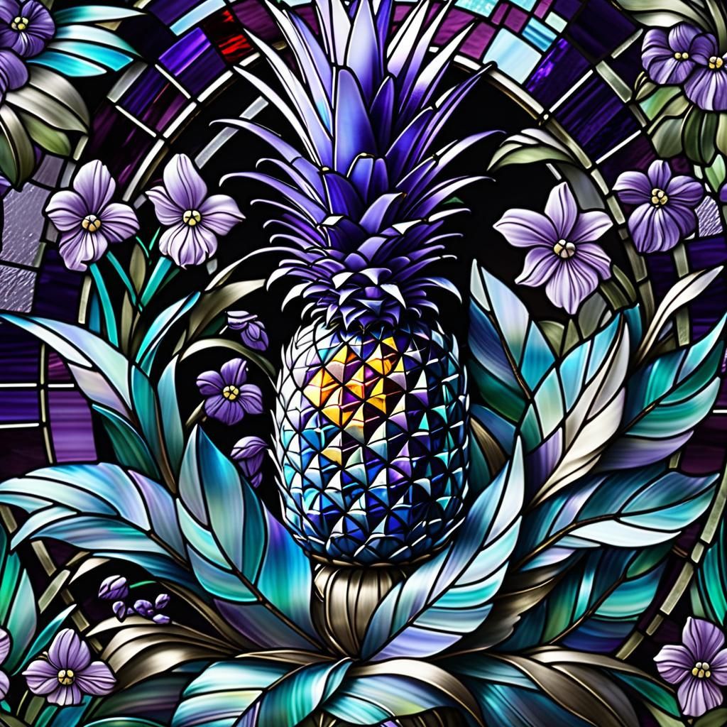 Purple Pineapple Stained Glass Masterpiece