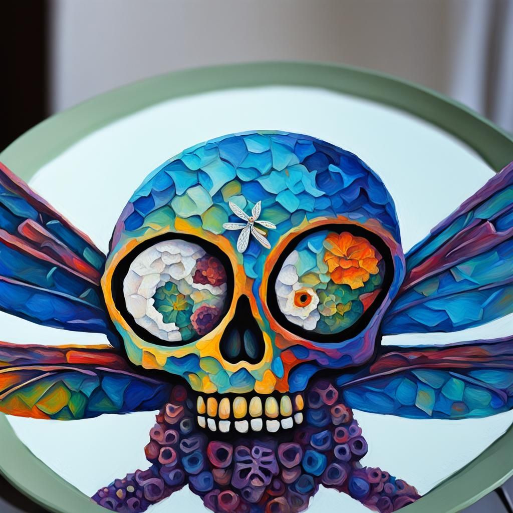 This symbol is a dragonfly combined with a skull.  It is qui...