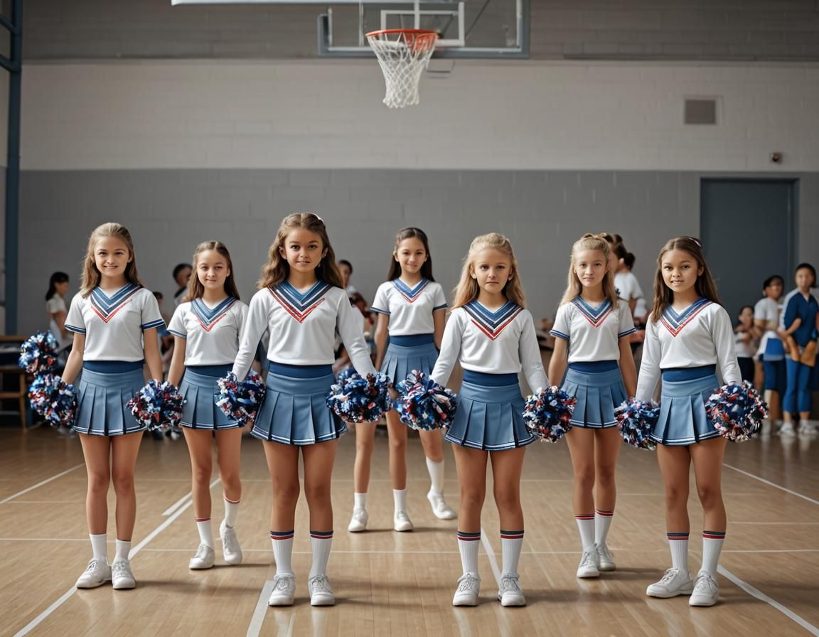 Cheerleader Practice: Photorealistic Full Color Front View