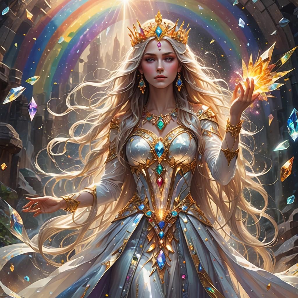 Goddess with Crystal Scepter and Rainbow Shards