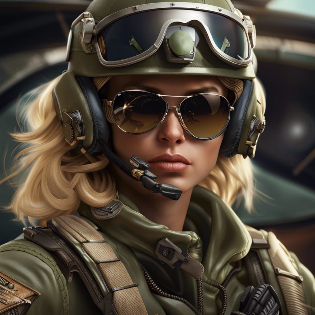 Blond Army Pilot in Combat Gear: Detailed Studio Photo