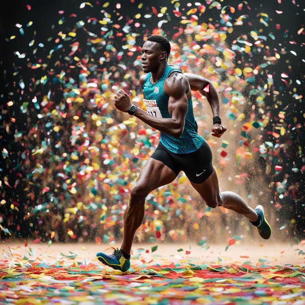 Confetti Athlete Running