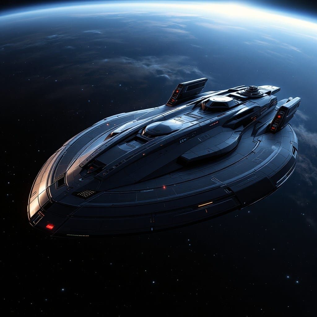Hanari-Class Starship USS Rubicon in Sleek, Symmetrical Desi...