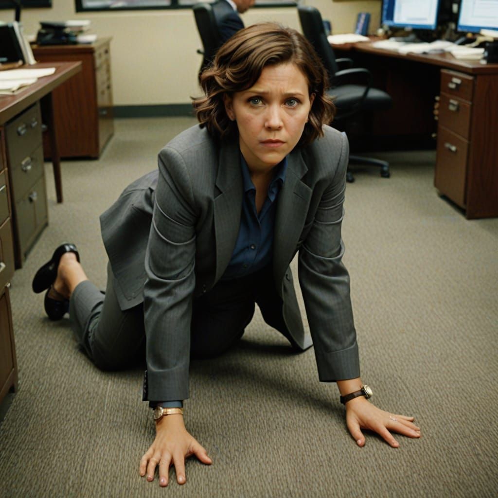 Maggie Gyllenhaal Crawling: Scene from 'Secretary'