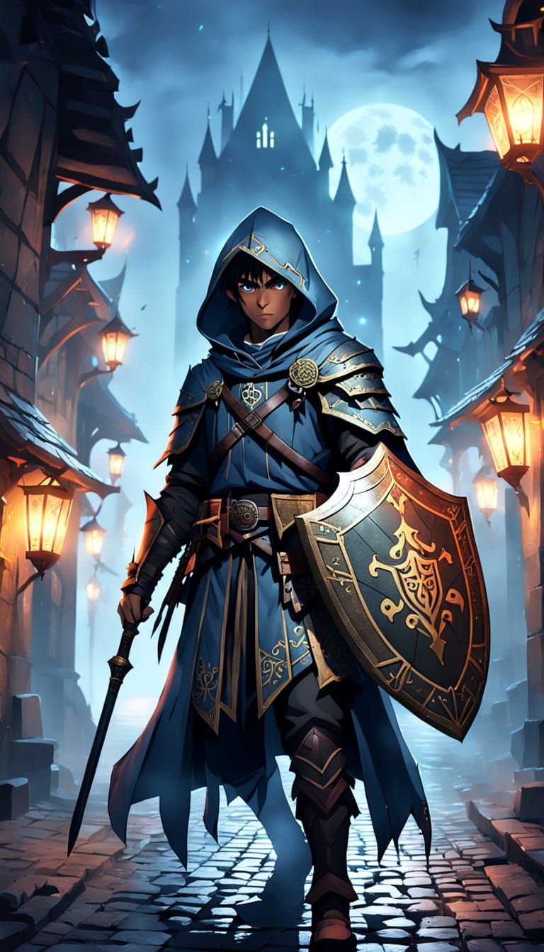 Ethereal Medieval Assassin in Anime Style